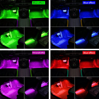 Neon Dual Control LED Car Interior Ambient Foot Light with USB Wireless Remote Music APP Control Auto Atmosphere Decorative Lamp