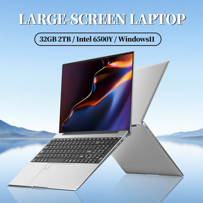 LENO 15.6" Laptop Large-screen 32GB RAM 2TB SSD Intel 6500Y Office Windows11 Notebook 5000mAh Gamer PC with Backlit Fingerprint