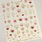 Bohemian Pattern Colorful Love Heart Moon Pearl Crystal Rhinestone 5D Nail Art Sticker Self Adhesive Decoration Manicure Decal