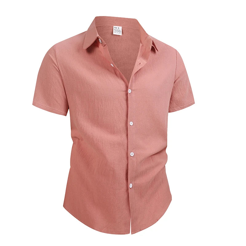 Men's Cotton Linen Shirt Summer Short Sleeve Male Tops 2026 Brand Clothing High Quality Shirts Casual Fashion Shirt For Men