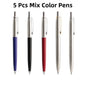 5Pcs/Set Metal Ballpoint Pen Promotional Pens G2 Refill Blue Ink Automatic Ballpoint Pens Set For School stationery office Pen