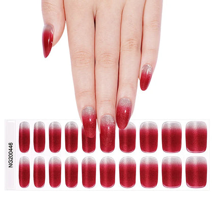 16/18/20Tips Semi-Cured Gel Nail Strips Adhesive Full Cover Stickers for Nails UV Lamp Need Press On Nails Fashion Manicure