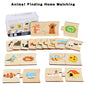 Children's Iron Box Number Enlightenment Paired Wooden Animal Food Puzzle Board Logical Thinking Training Game Educational Toys