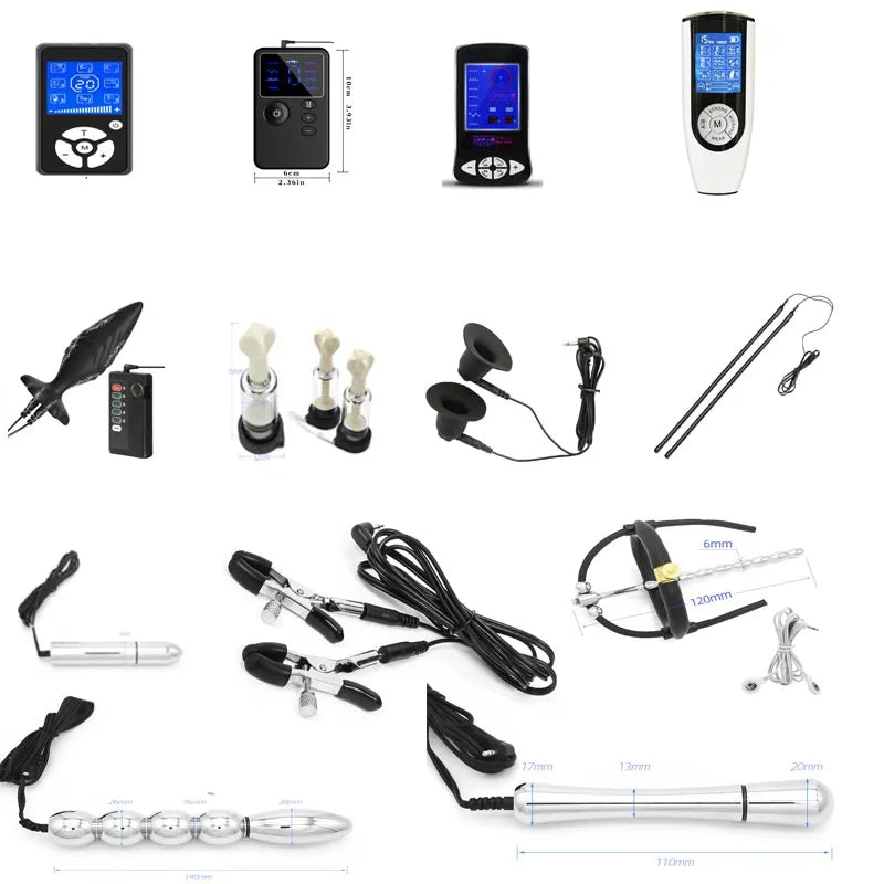 Electric Shocker Anal Butt Plug,E stim Electrosex Penis Ring ,Nipple Electrostimulation Cockring Chastity Cage E-stim Bdsm Toys