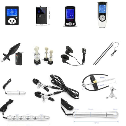 Electric Shocker Anal Butt Plug,E stim Electrosex Penis Ring ,Nipple Electrostimulation Cockring Chastity Cage E-stim Bdsm Toys