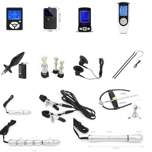 Electric Shocker Anal Butt Plug,E stim Electrosex Penis Ring ,Nipple Electrostimulation Cockring Chastity Cage E-stim Bdsm Toys