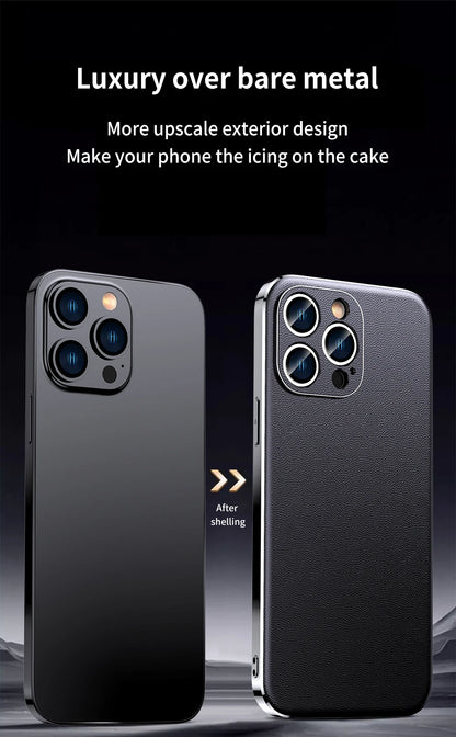 LANGSIDI Luxury Ultra Thin Shockproof Leather Case For iPhone 17 16 Pro Max 15 Plus 14 13 12 11 Air Lens Protective Cover