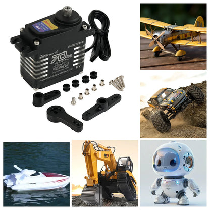 70kg Digital Servos Large Torque Magnetic Induct 8.4v Brushless Motor IP68 Steel Helical Gear For 1/8 1/10 Remote RC Car Robot