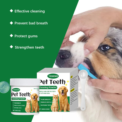 Pet Teeth Cleaning Powder for Cats Dogs Reduce Tartar Plaque Deep Clean Surface Dirt Keep Fresh Breath Oral Grooming Supplies