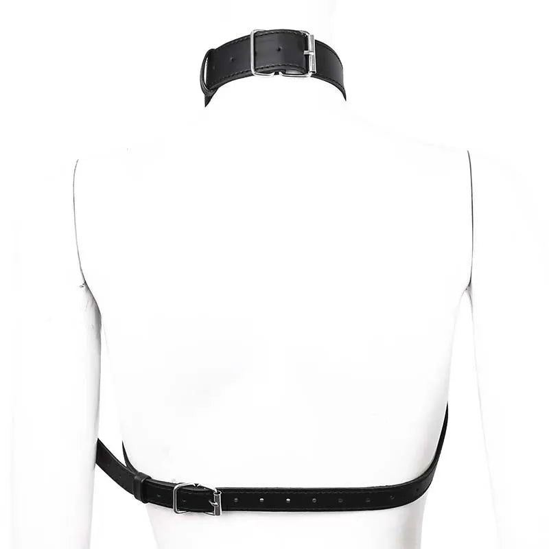 Sexy Leather Body Harness Belt with Mask BDSM Bondage Lingerie Chest Harness Strap for Enhanced Sensation