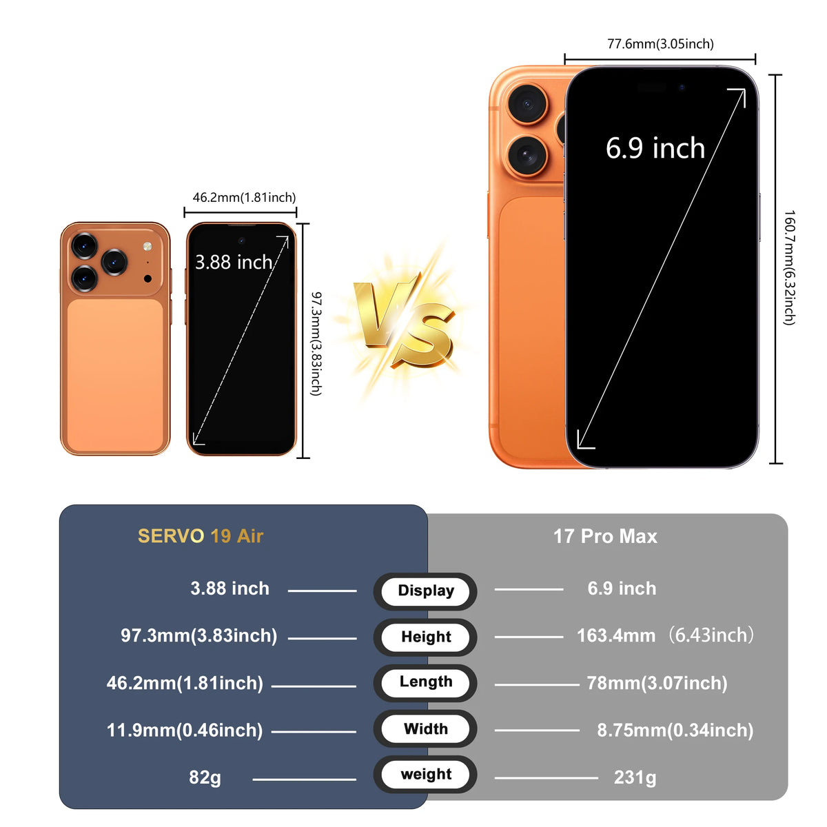 SERVO 19 Air 4G LTE Mini Smartphone Android 12.0 OS Play Store 6GB+128GB Face Unlock OTG 2 SIM 3.88" Screen Pocket Smart Phones
