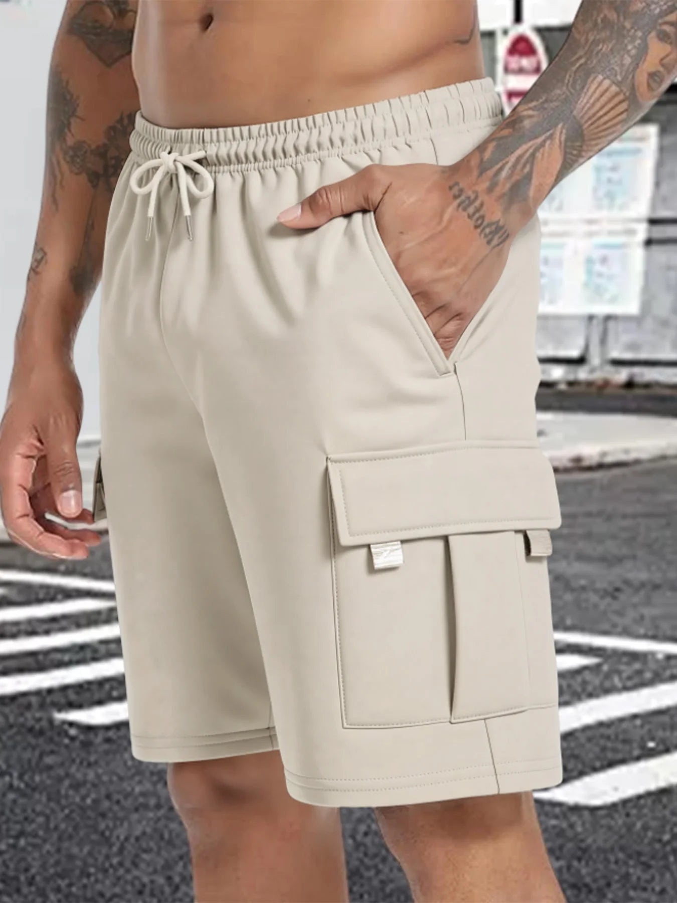 Summer Men's Sport Shorts Male Breathable Loose Multi-pockets Cargo Shorts Outdoor Jogging Fitness Casual Drawstring Mens Shorts
