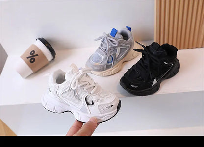 Kids Casual Sports Shoes with Thick Soles Boys Girls Fashion Versatile Sneakers 2024 New Children Mesh Breathable Running Shoes