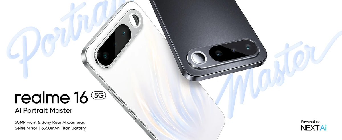 realme 16 5G smartphone, European version, MediaTek Dimensity 6400 Turbo chip, 6.57-inch 120Hz AMOLED screen, 6550 mAh Titan battery, 45 W fast charging, IP69.