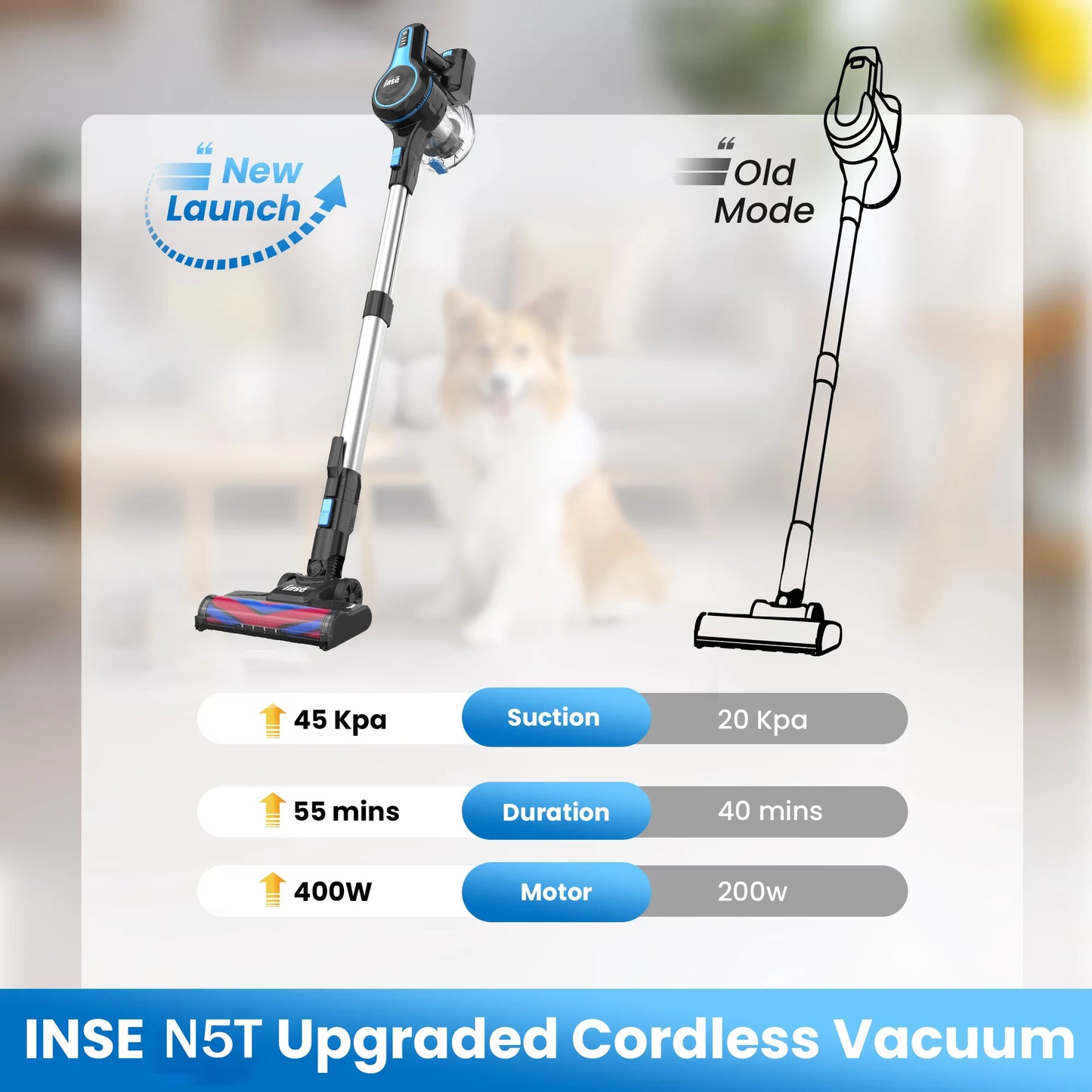 INSE N5T 465W 35000Pa Suction Power Cordless Vacuum Cleaner Handheld Smart Home Appliance Removable Battery Dust Mug