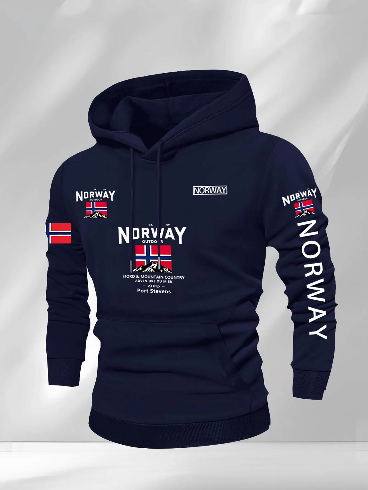 Norwegian Print Fashion Men Women Hooded Sweatshirt Autumn Winter Daily Outdoor Vacation Fitness Casual Loose Warm Sportswear