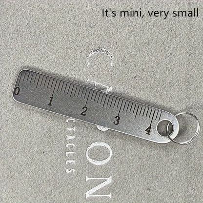 Portable Stainless Steel Mini Ruler with Keychain - Measuring Tool for Office and School Supplies
