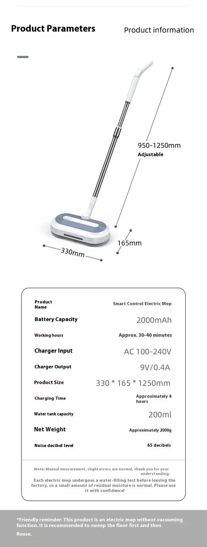 1 Wireless Rechargeable Water Spray Electric Mop, Easy To Operate, Suitable For Home Dormitory Office And Other Use