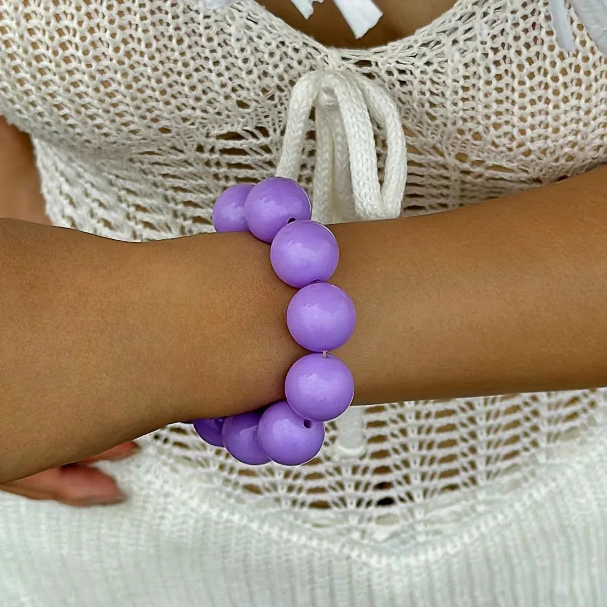 Tocona New Arrival Colorful Big Bead Bracelets for Women Personality Punk Resin Holiday Jewelry Accessories Wholesale Gift