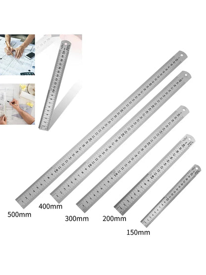 150mm/500mm Metal Scale Stainless Steel Straight Ruler Measuring Stationery Drafting Accessory Hand Tool School Office Supplies