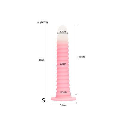 Adult Erotic Sex Toys Gradient Pink Anal Plug Dildo Massager With Threaded Design Strong Suction Cup Extra Long Anal Butt Plug