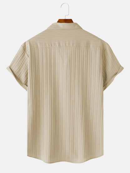 Men's  Comfortable Shirt Summer Beach Men's Shirt   Men's Short Sleeve Shirts  Solid Color Casual Short Sleeve Shirt