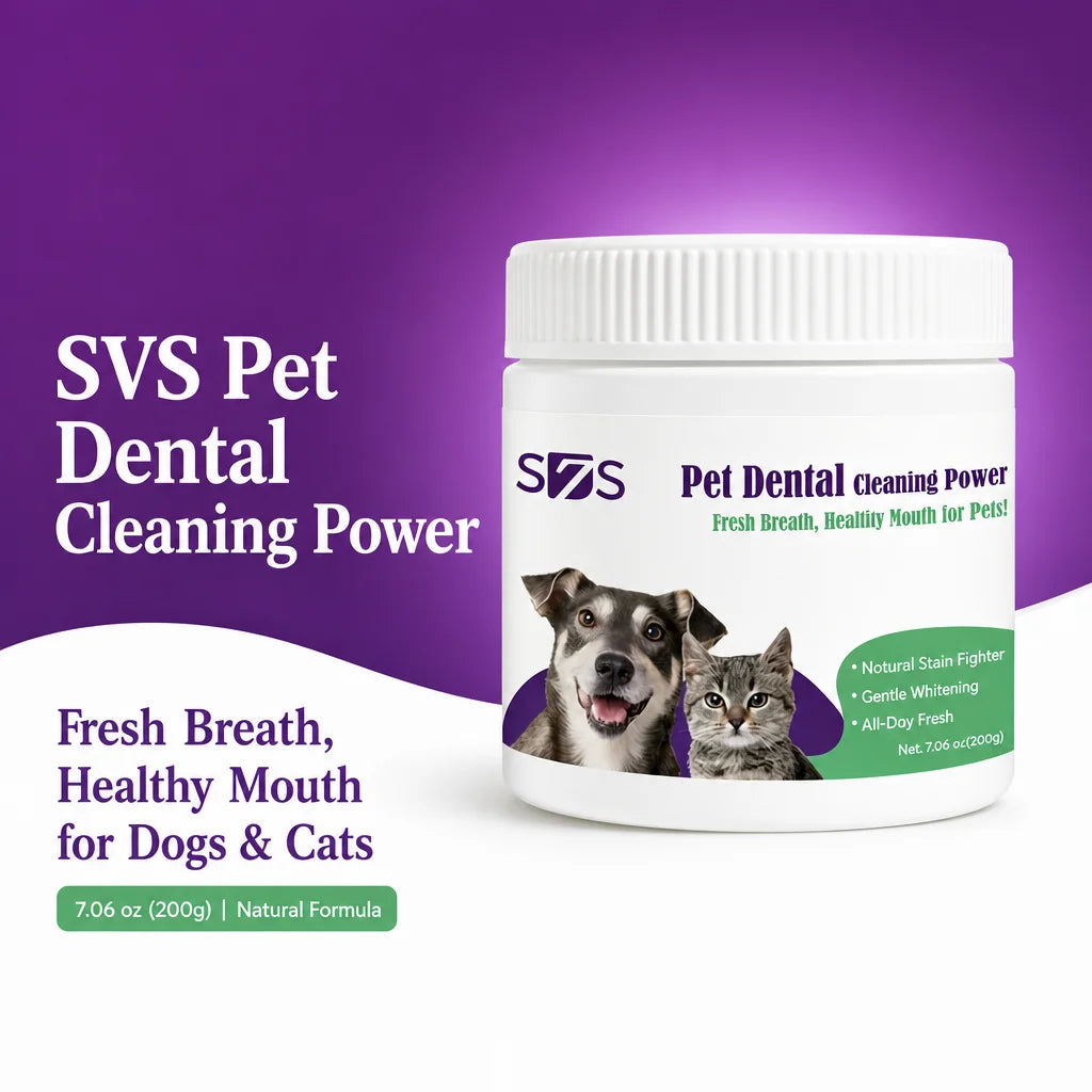 200g Pet Dental Powder Stain Remover Gentle Teeth Whitening, Breath Freshener for Dogs Cats, Tartar Prevention Oral Care Daily
