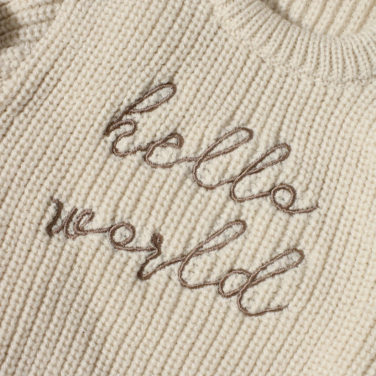 Ylsteed Hello World Knitting Newborn Photography Romper with Matching Pomp Hat Baby Boy Girl Sweater Outfits for Photo Shooting