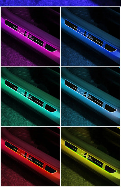 Customized Car Glows Welcome Door Sill Strip Light Threshold Lamp Welcome Scuff Plate Pedal Light Ambient Light illuminated