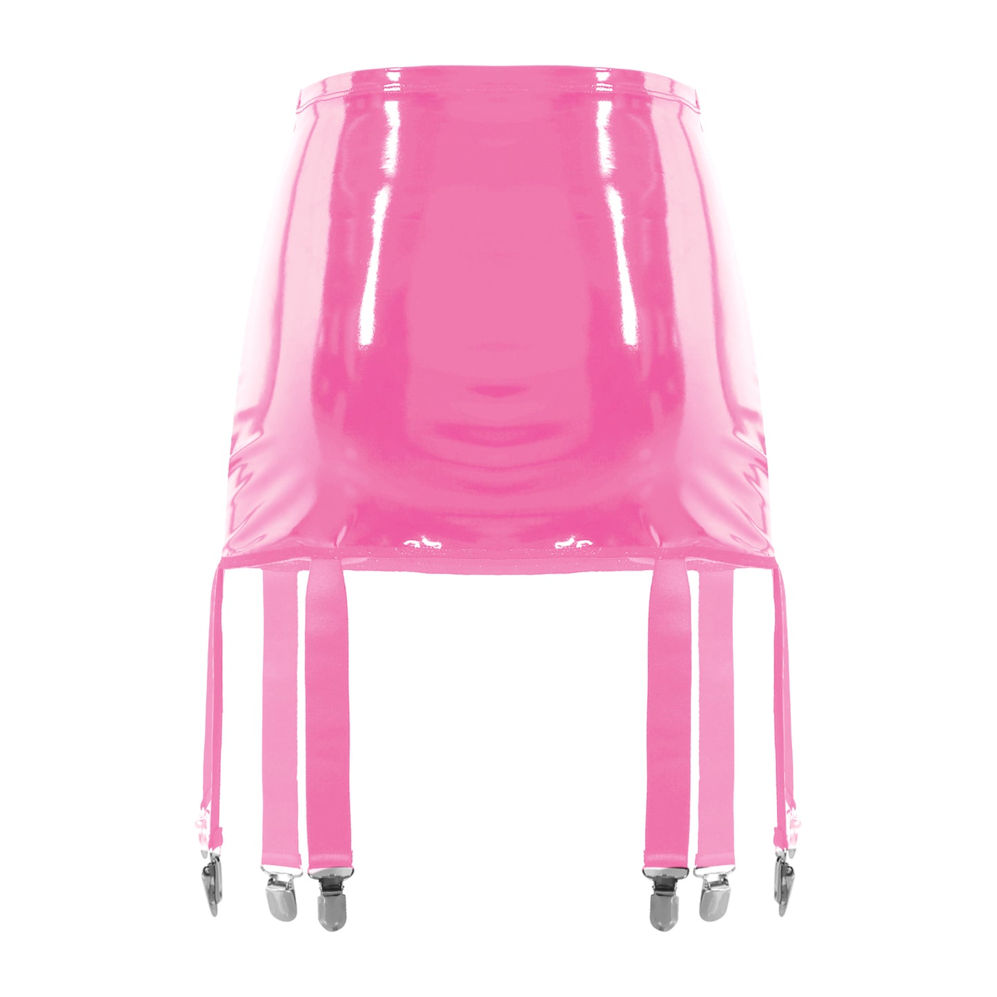 Women's Garter Straps Pencil Skirts Patent Leather Wet Look Garter Belt Short Mini Skirts with Buckle Clips Sexy Clubwear Party