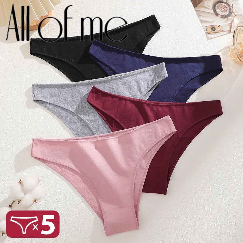 5PCS/Set Cotton Women's Panties Female Underwear Sexy Briefs Lingerie Smooth Comfortable Underpants Solid Color Pantys M-XXL