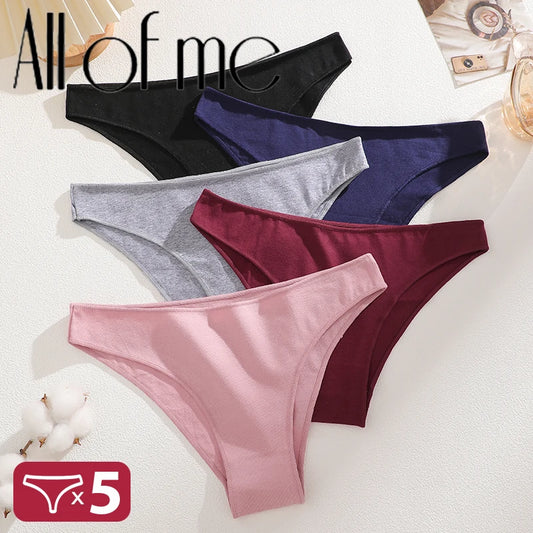 5PCS/Set Cotton Women's Panties Female Underwear Sexy Briefs Lingerie Smooth Comfortable Underpants Solid Color Pantys M-XXL