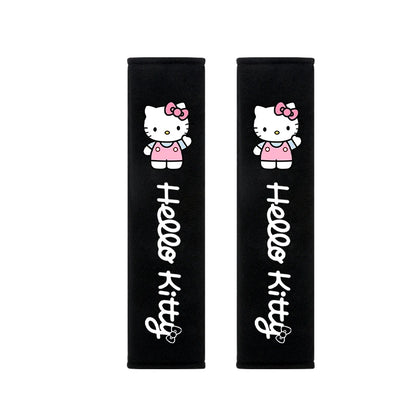 Hello Kitty Car Seat Belt Covers 2Pcs Soft Auto Seatbelt Shoulder Pads Universal Car Interior Accessories for Decoration Comfort
