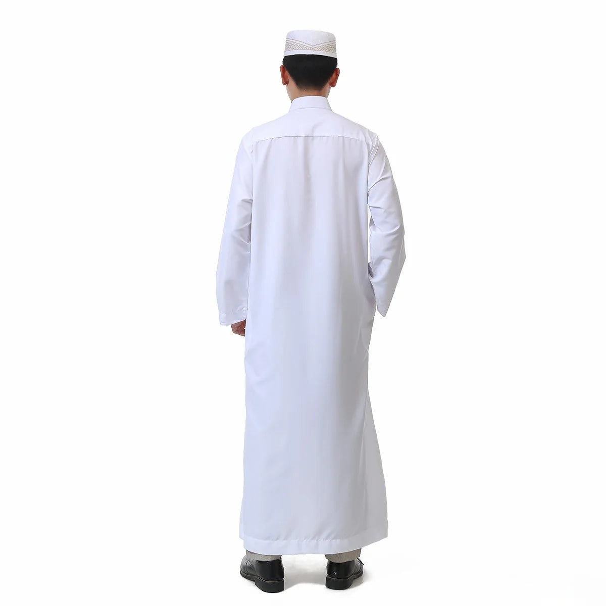 Men's Saudi Arabic Stand Collar Long Sleeve Robe Ramadan Muslim Robe Middle East Islamic Clothing