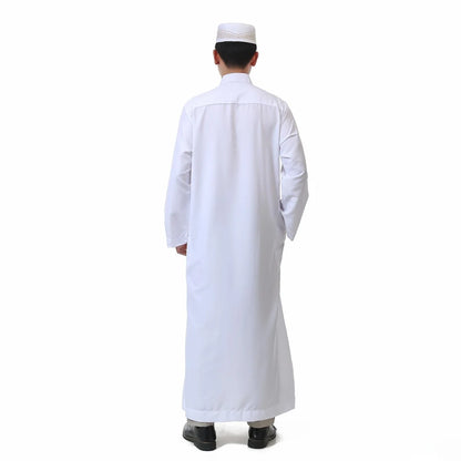 Men's Saudi Arabic Stand Collar Long Sleeve Robe Ramadan Muslim Robe Middle East Islamic Clothing