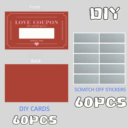 60 piece scratch card set, DIY gift voucher scratch revealing design, wedding, birthday party, game festival, lottery