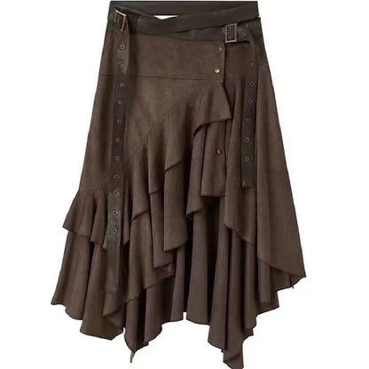 New In Autumn 2025 Trend Streetwear Y2K Skirts For Women's A Line Irregular Patchwork Long Skirts Faldas Woman Clothing