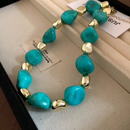 Multicolor Irregular Acrylic Beaded Bangles for Women Geometric Smudge String Bracelet Beach Vacation Style Couple Jewelry W