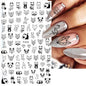 Black and White Love Flowers Line Art 3D Stickers Nail Decals Nail Art Accessories Butterfly Rose Nail Stickers Nail Sliders