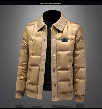 Minglu Autumn Winter Single Breasted Men's Jackets High Quality Solid Color White Duck Down Casual Down Male Coats Plus Size 5XL