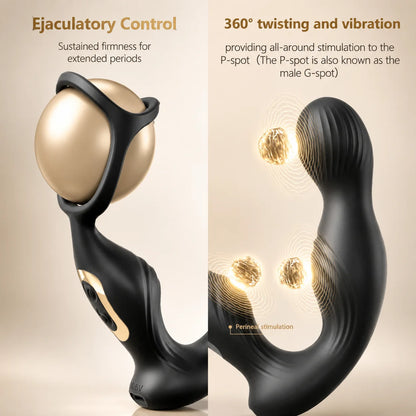 Prostate Massager Vibrator Sex Toy for Men Anal Butt Plug Rechargeable 360 Rotating Head Remote Control Penis Ring Waterproof