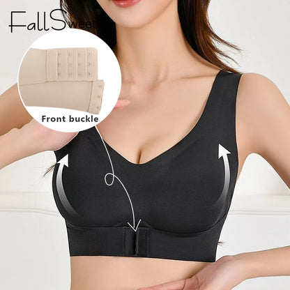 FallSweet 1/2PCS Women's Posture Correction Bras Seamless Wireless Push Up Bralette with Cross Back Support Female Lingerie
