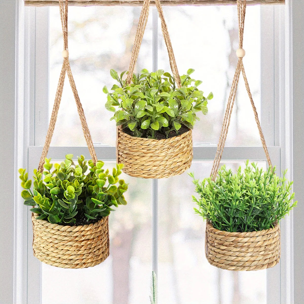 XIYA FLOWER Green Artificial Plants Eucalyptus Grass Woven Rosemary Potted Plants Grass Mound 40cm PE Material Home Decoration