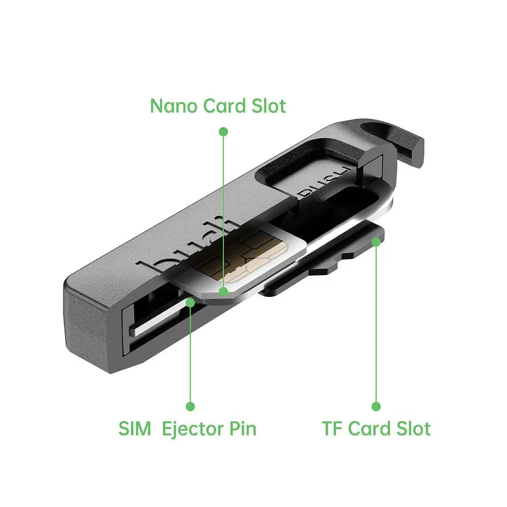 Multifunctionele kaartslot opslagdoos TF SIM-kaartejector opslagslot met Lanyard Anti-verloren SIM-kaartverwijderingsnaalden 1pc