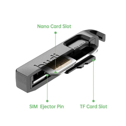 Multifunctionele kaartslot opslagdoos TF SIM-kaartejector opslagslot met Lanyard Anti-verloren SIM-kaartverwijderingsnaalden 1pc