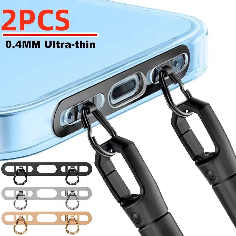 New Ultra-thin Metal Phone Lanyard Gasket Patch Stainless Steel Sturdy Hanging Cord Clips Cellphone Safety Connecter Accessories
