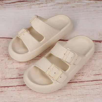 Women Summer Sandals Bathroom Home Slippers Outdoor Beach Slides Cloud Casual Soft Flip Flops Non Slip Men Male House New 2025