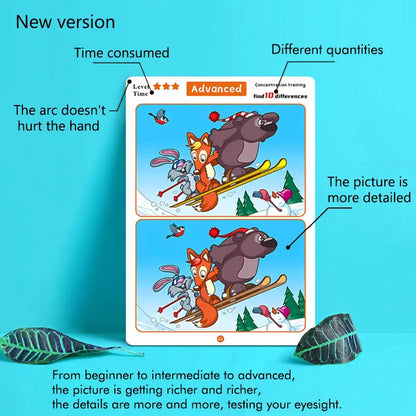 Children's Educational Games, Focus and Observation Training, Spot the Difference, from Hyperactivity to Concentration, Educational Game Cards, Can Be Wiped Off and Reused, Suitable for Holiday Gifts