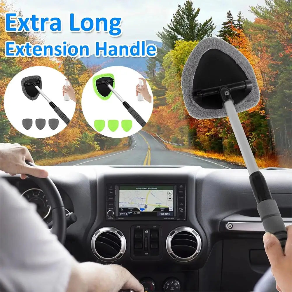 Telescopic Car Window Windshield Cleaning Brush Set Microfiber Window Glass Cleaner Car Window Cleaner Scraping Mist Eliminator