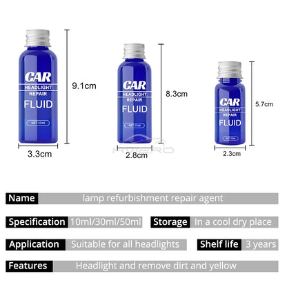 Car Headlight Scratch Repair fog Remover 10/30/50ml Light Cleaner Automotive Restoration Kit Polishing Cleaning Maintenance tool